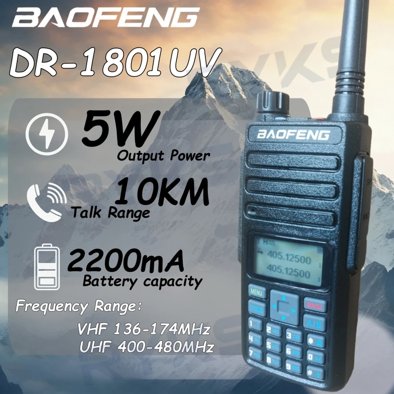 

Baofeng Radio Dmr Dr-1801Uv Sms 5W Power Digital Walkie Talkie For Hunting And Camping Two-Way Radio