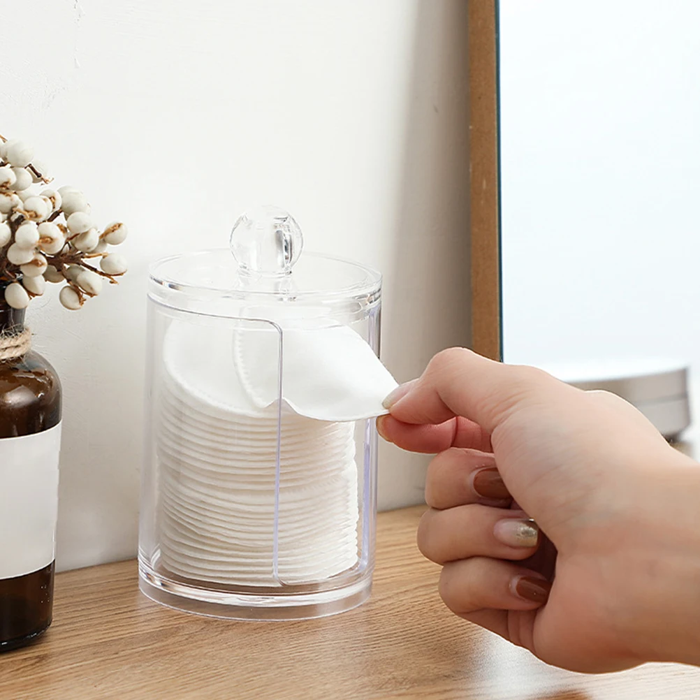 

Cotton Pad Storage Box Round Holder Container Stackable Bathroom Plastic Material MoistureProof Elegant