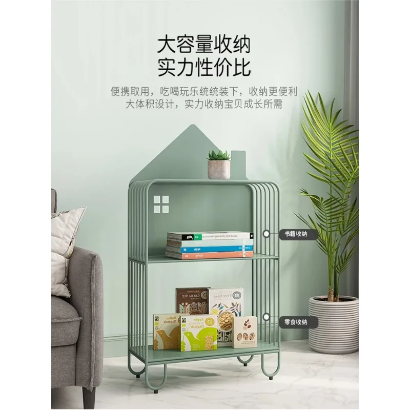 Children bookshelf floor shelf living room wrought iron bay window multi-layer  reading bookcase simple bedroom storage rack