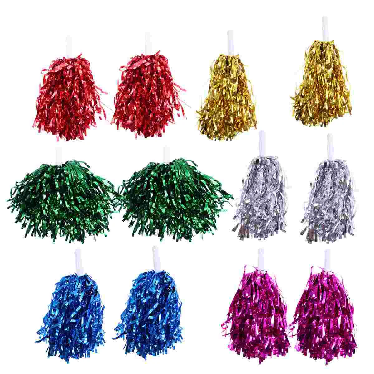 12 STKS Cheerleader Rechte Handvat PET Glanzende Props voor Sportevenementen Willekeurige Kleuren Lichtgewicht Plastic Poms