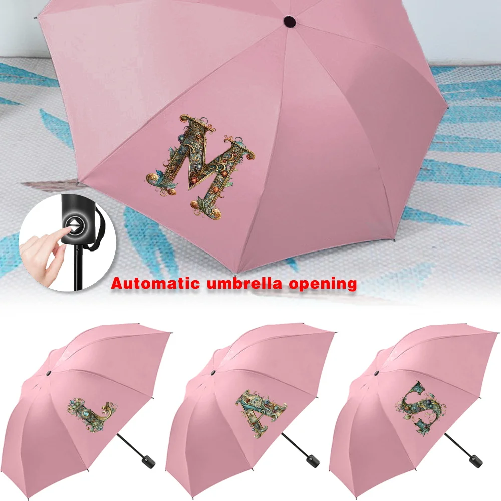 

UV Sun Rain Umbrellas Collapsible Fully Automatic Travel Essentials Protection Increased Thickness Windproof Compact Graphic