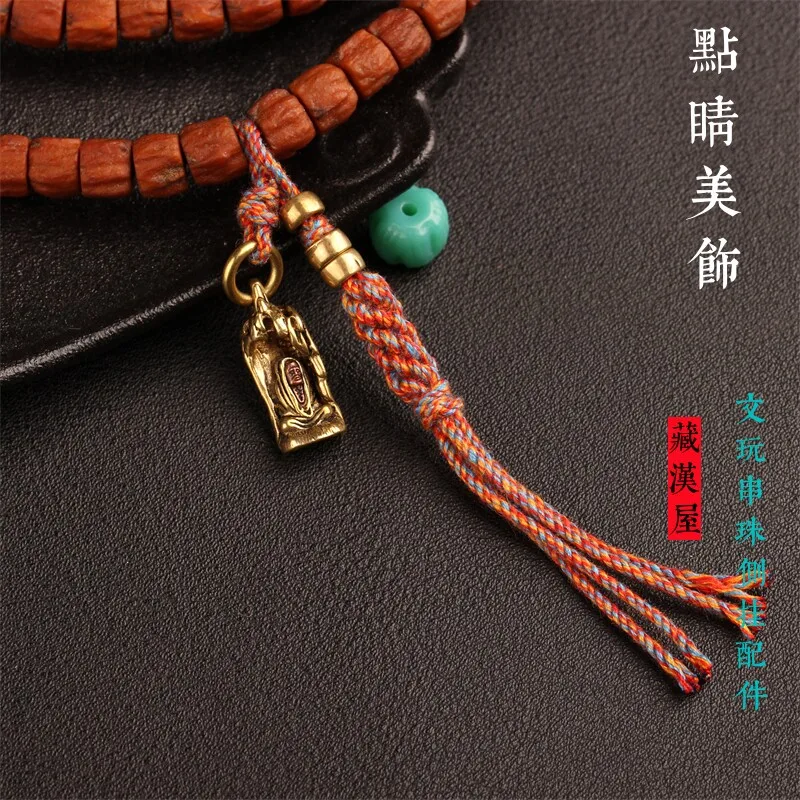 

Wenwan Buddhist Mala Side Hanging Copper Daruma DIY Accessory for Vajra Star Moon Pixin Unisex Handmade Daily Wear Jewelry Gift