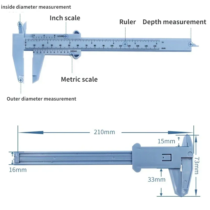 Calibrador Vernier portátil de plástico para medir cejas, regla de calibrador de tatuaje, herramientas de medición de maquillaje permanente de plástico, 150MM