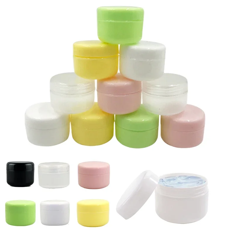 50PCS Portable Empty Plastic Makeup Jars Pot 6 Colors w/ Inner Liners & Dome Lids Travel Face Cream/Lotion/Cosmetic Container