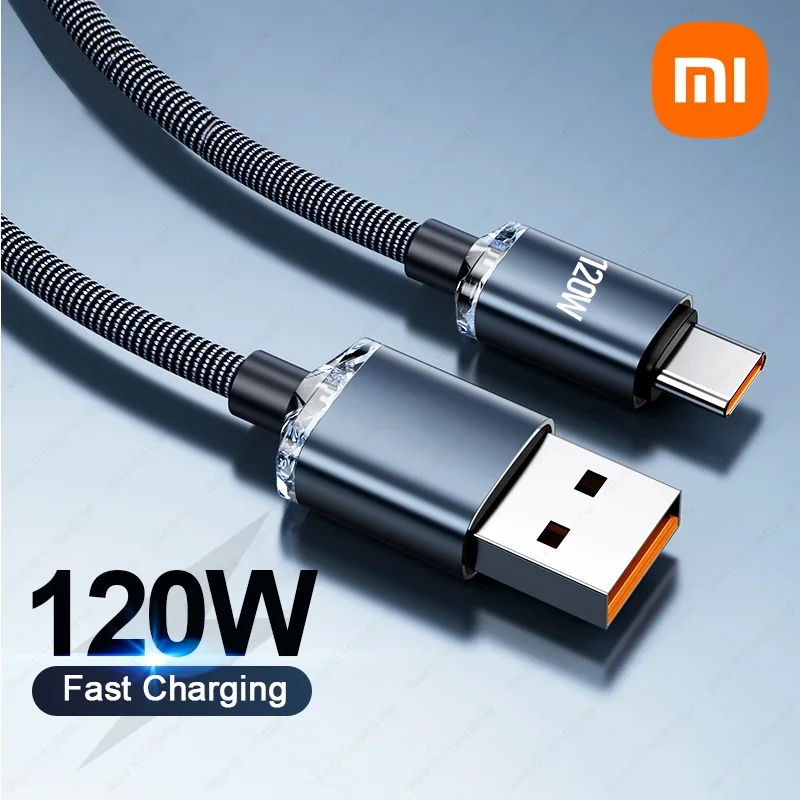 Xiaomi 120W 6A Mobile Phone Charging Cable USB-A to Type-C Interface Car Cable for iPhone15 Samsung Car Electronics Accessories