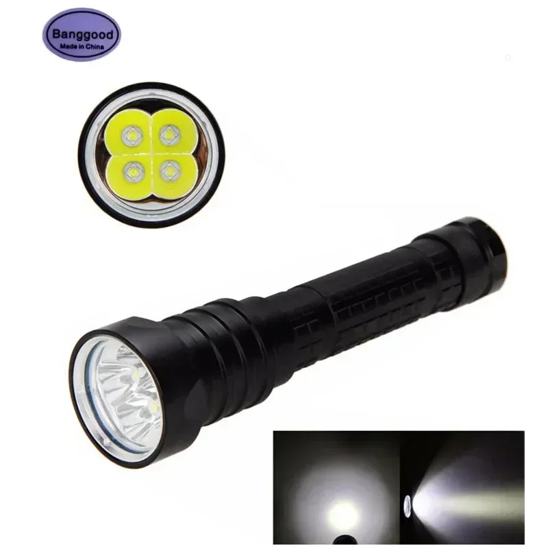 DX4S Underwater 30m 4x XM-L2 Led Diving Scuba Flashlight 4800 Lumens High Power Torch Magnetic Control Switch Dive Flash Light