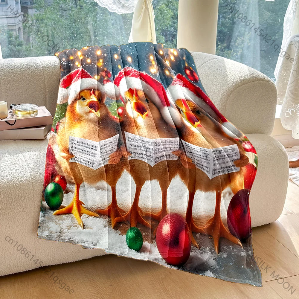 Festive Chicks Singing with Music Pattern Blanket Flannel Material Soft Warm for All Seasons Home Outdoor Camping Picnics RV