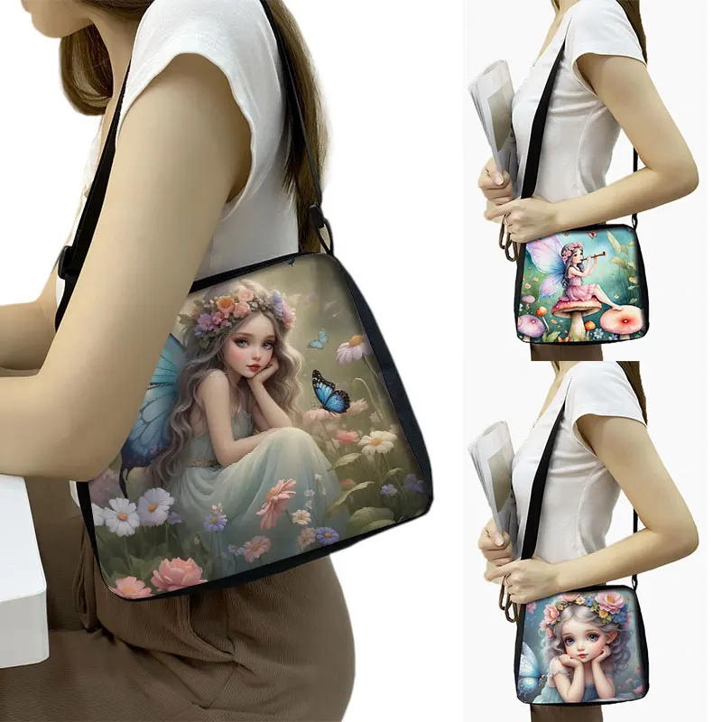 

Mushroom Fairy Pattern Shoulder Bag Women Cartoon Mushroom Women Handbag for Travel Key Phone Holder Portable Crossbody Bag