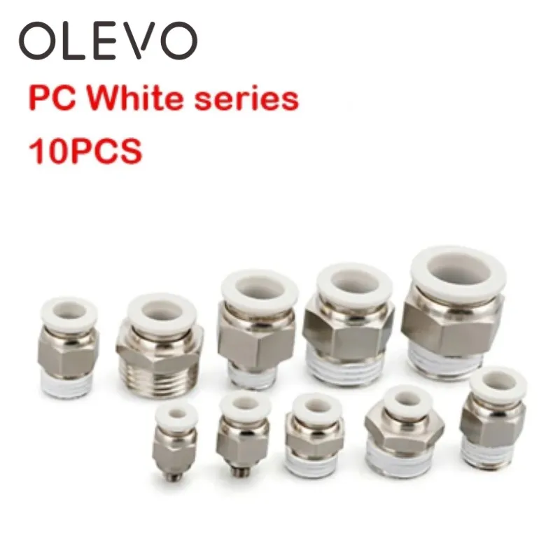 10PCS PC4-01/PC4-02/PC6-02/PC8-01_White High Quality Pipe Connector Quick Male Straight One-Touch Fittings Pneumatic Fitting