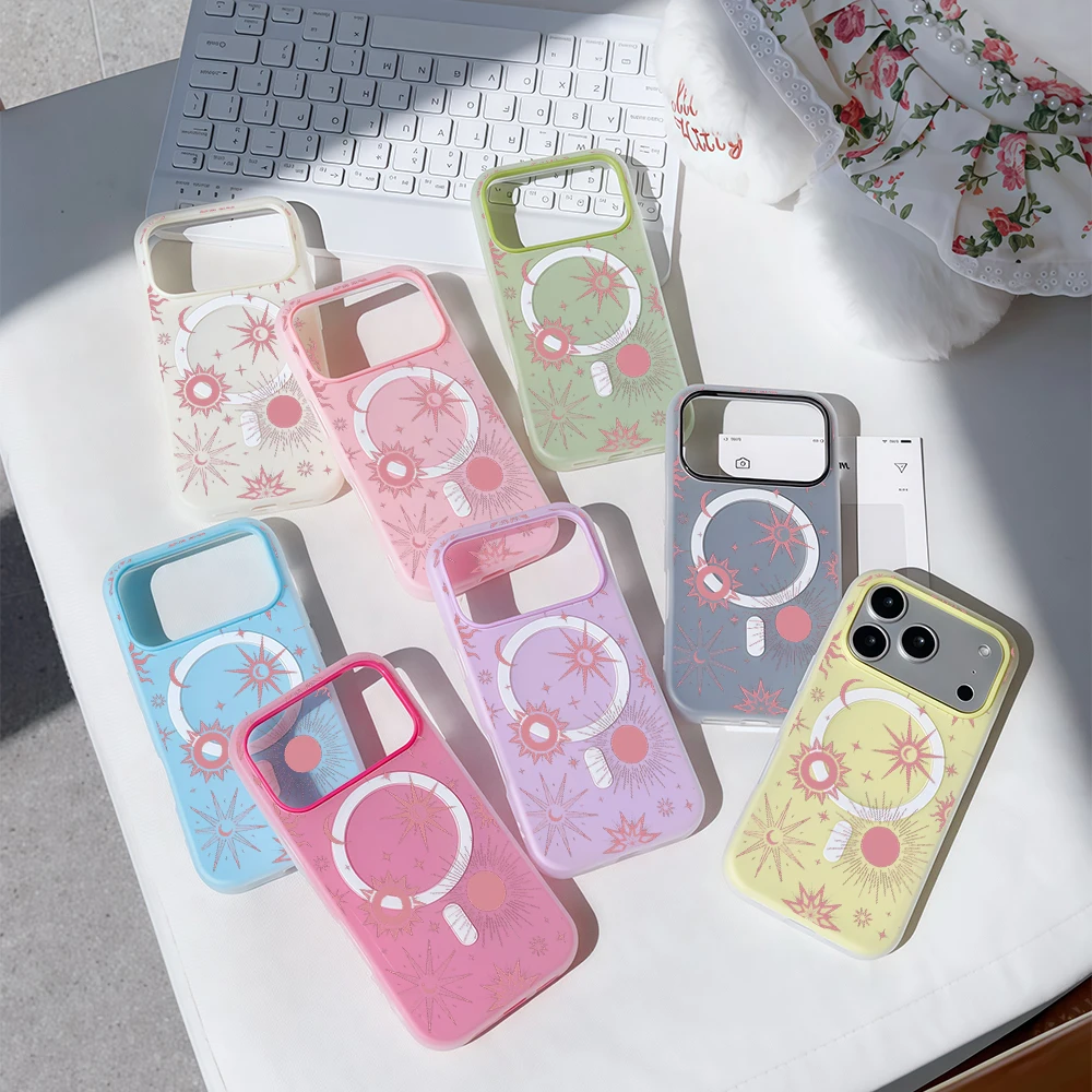 Himmlisch Rosa Luxuriöse Candy-Color 2-in-1 Magsafe Hülle für iPhone 16 15 14 13 17 Pro Max Plus Transparente Matte Weiche Abdeckung
