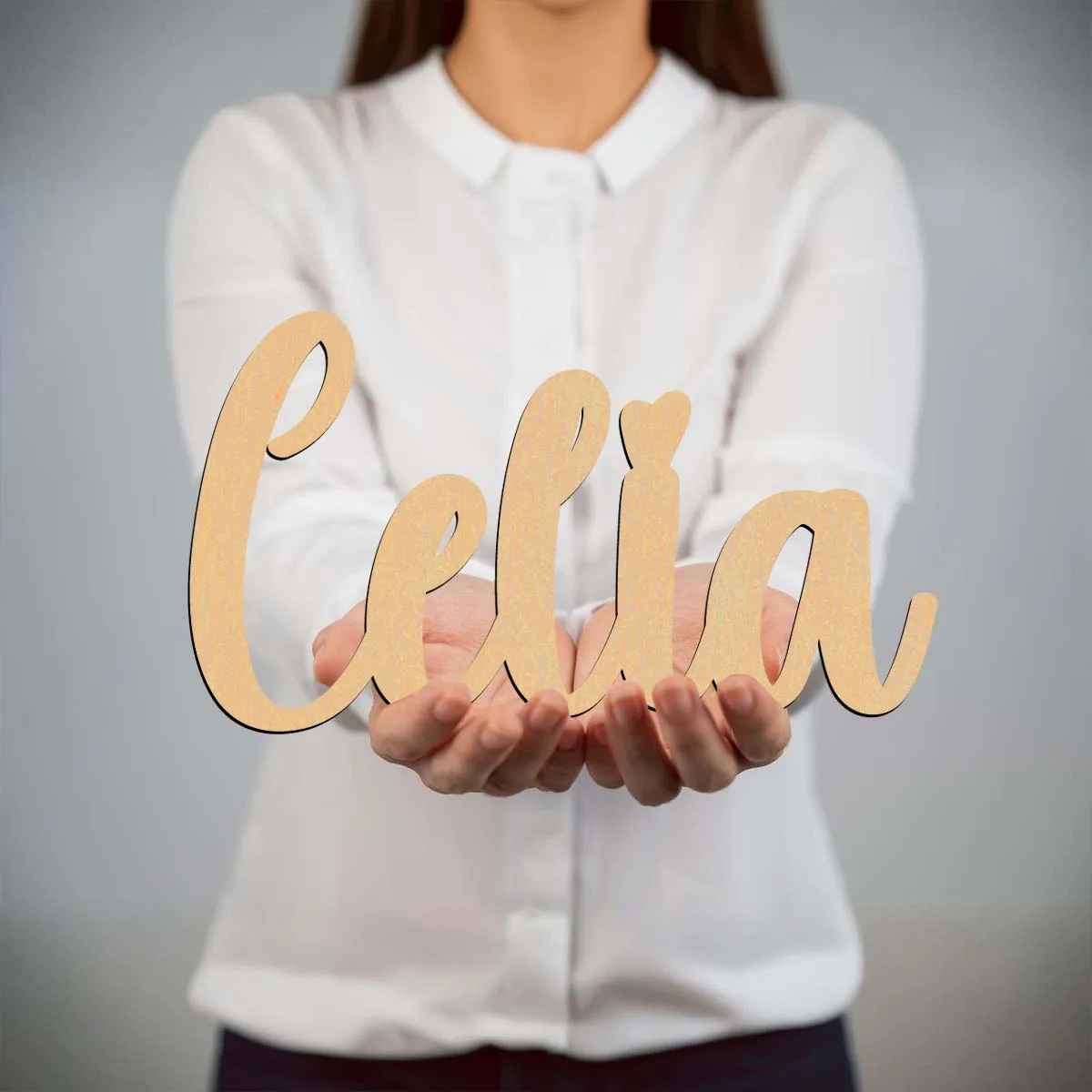 1개 내구성 있는 셀리아 예시 맞춤형 이름 레이저 컷 사인 나무 장식 목재 소재 문걸이 장식