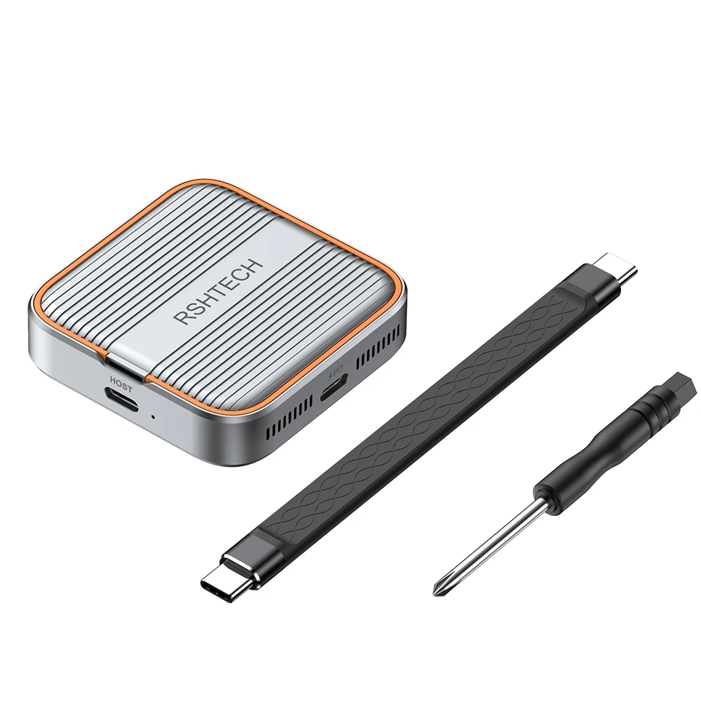 M.2 NVMe Pcle SSD Enclosure with USB C Data Transfer 10Gbps and 100W PD Magnetic External Case Support 2230/2242 for iPhone