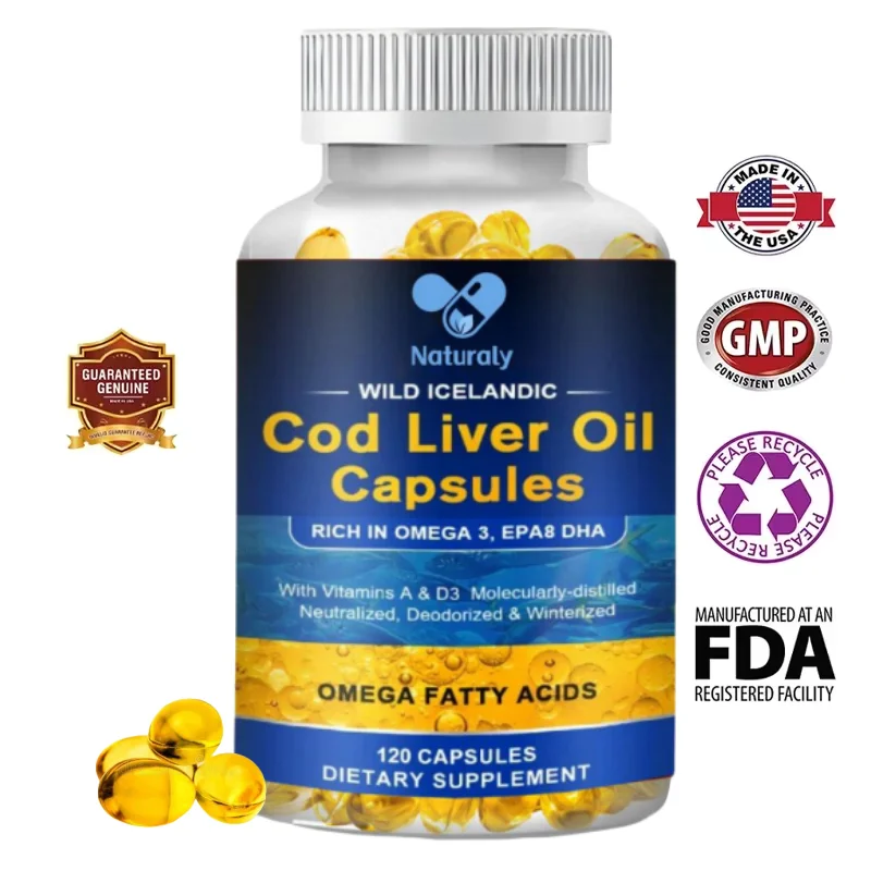 Fish Oil Capsules Supplement Rich Anti-aging Skin Eyes Heart Brain Health Support Immune System