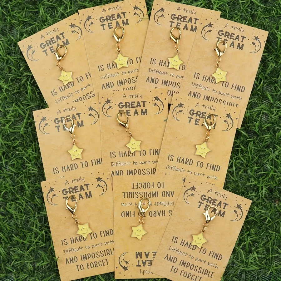12-teiliges Stern-Schlüsselanhänger-Set – inspirierendes Teamgeschenk aus Legierung für Weihnachten, Erntedankfest, Neujahr – Detail 3