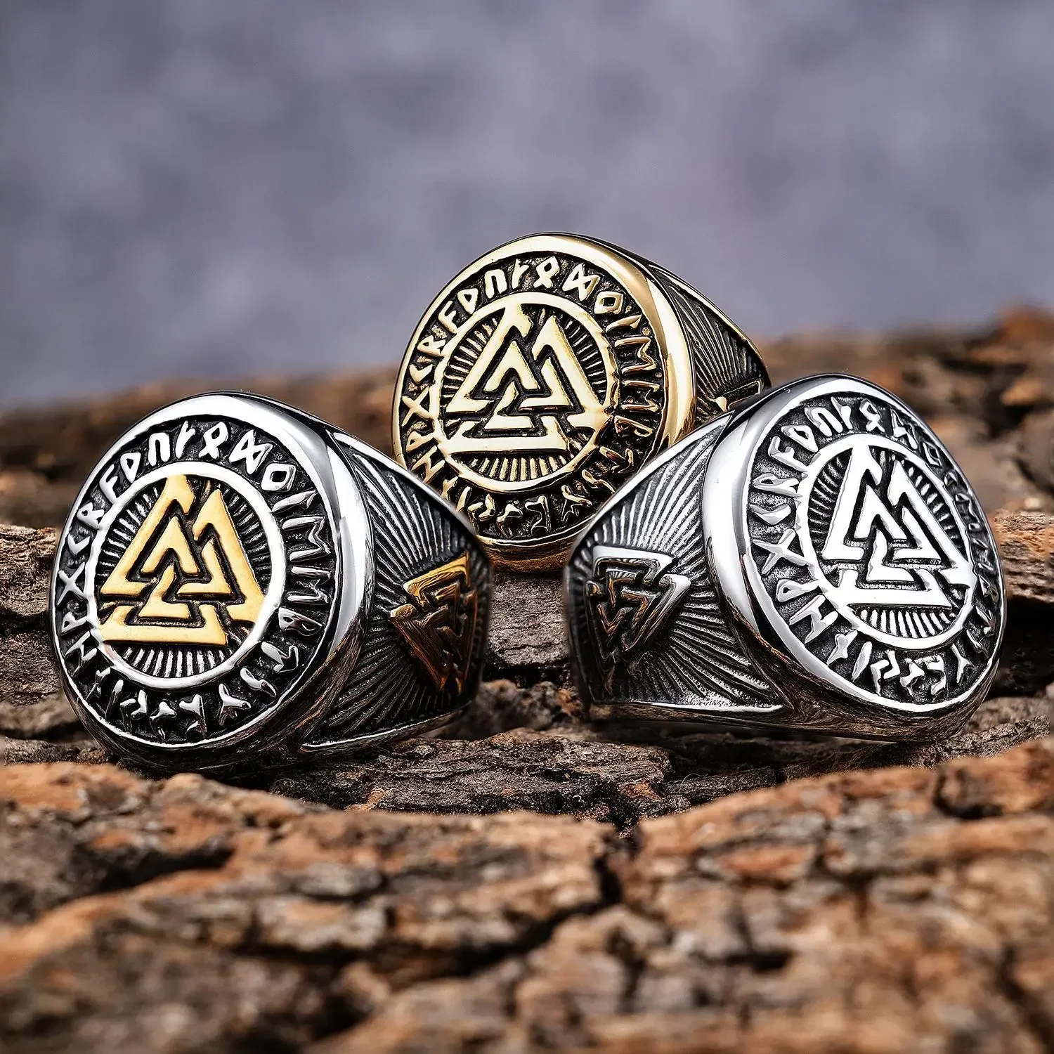 

Nordic Viking Rune Sign Stainless Steel Jewelry Personalized Men's for Rings Size 7-13