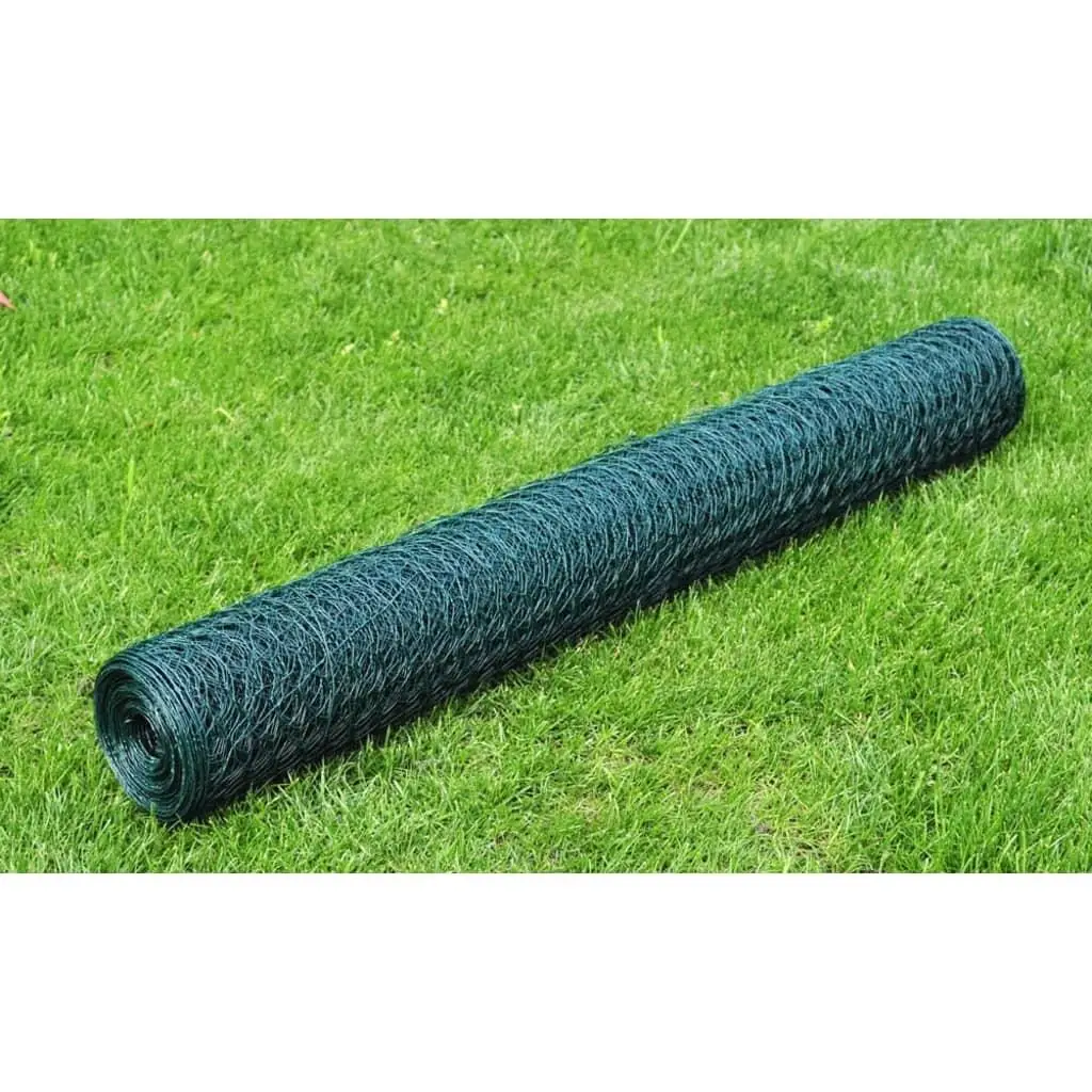 PVC Coated Green Chicken Wire Fence - 25x0.5m for Secure Poultry Enclosure