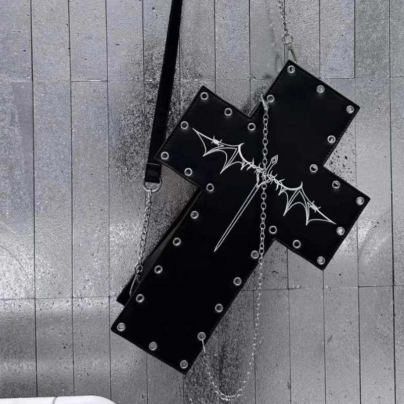 

Women Y2K Cross Chain Bag Strap Adjustable Gothic Coin Purse PU Cellphone Bag Halloween Purses and Handbags Bolso