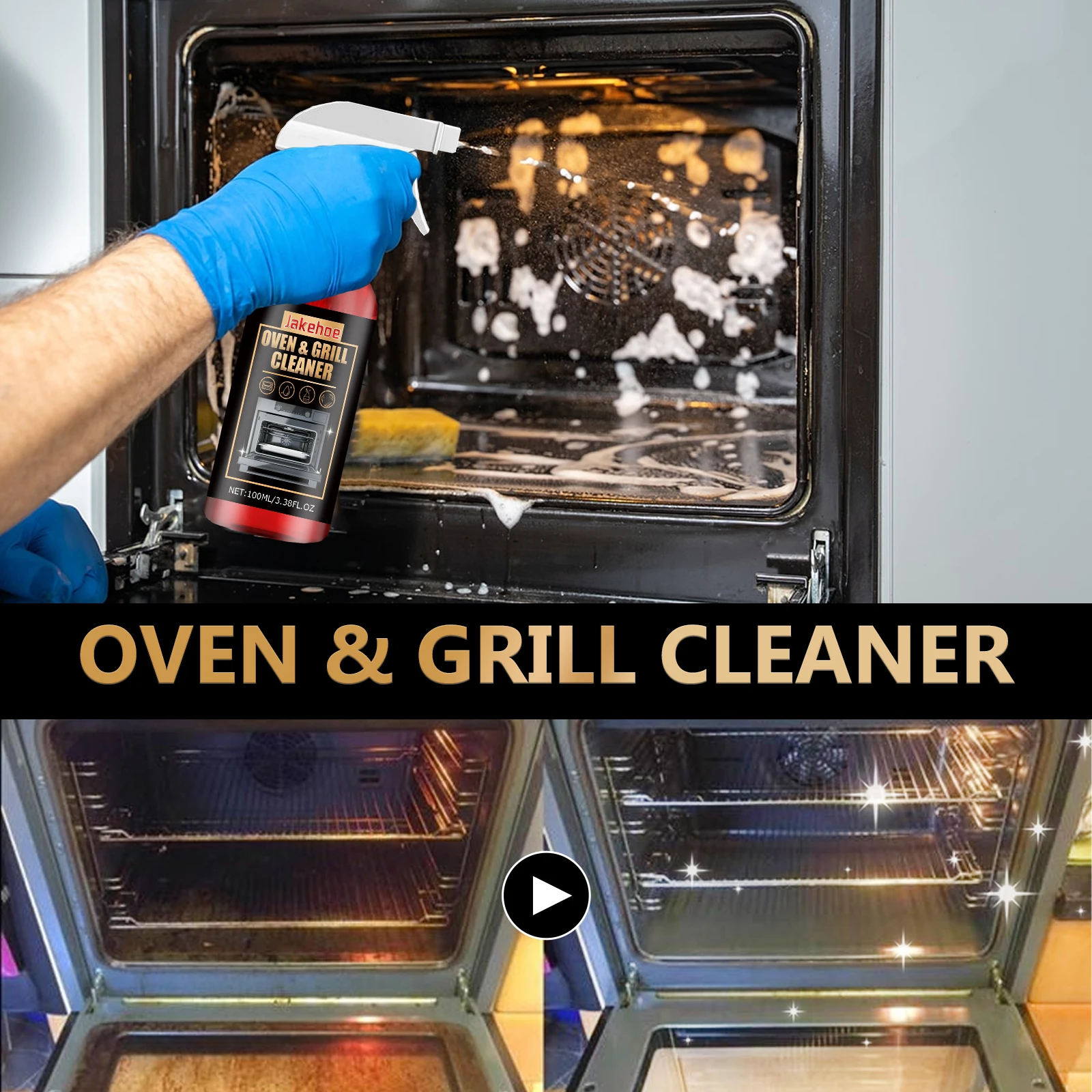

Oven Grill Foam Cleaner Spray Ultra Powerful Grease Remover Clean Food Residues Kitchen Appliances BBQ Stove All Purpose Cleaner