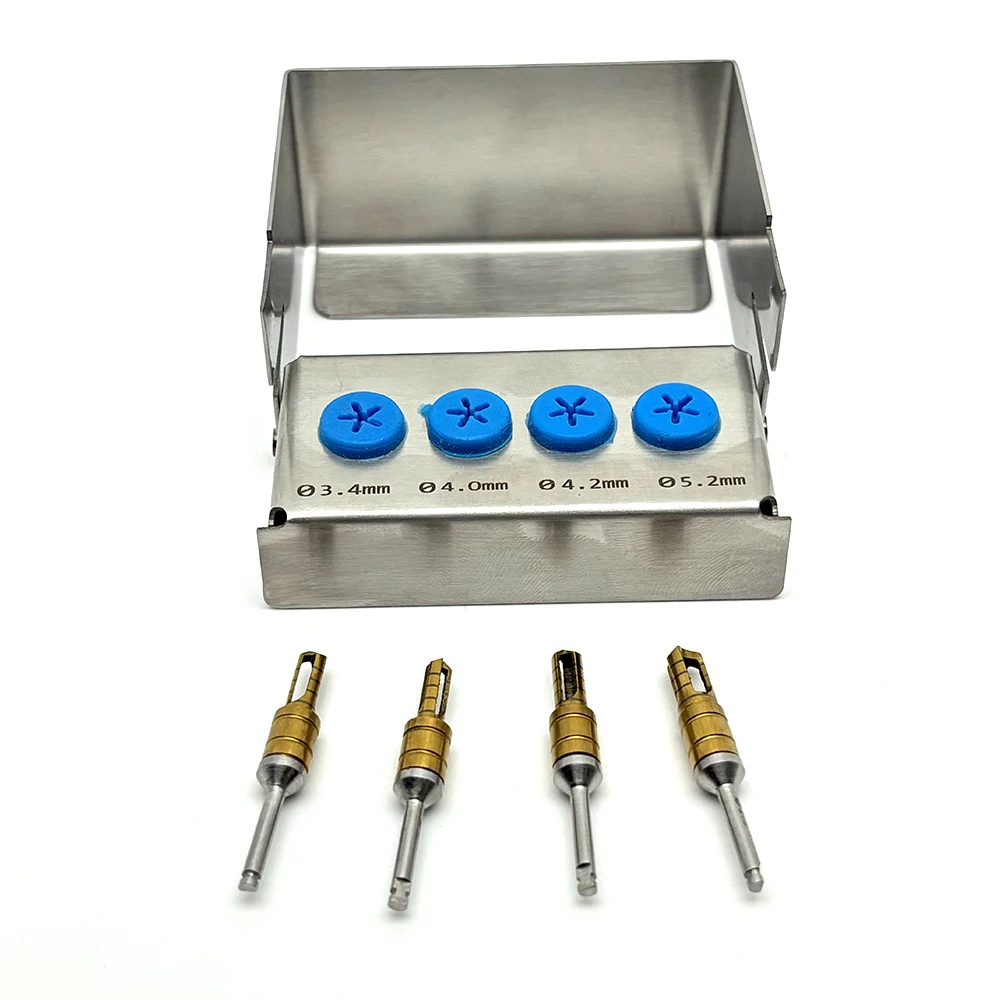 Dental Tool Stainless Steel Bone Drill with Disinfection Box Self Grinding Bone Meal Drill for Dental Implant Autoclavable