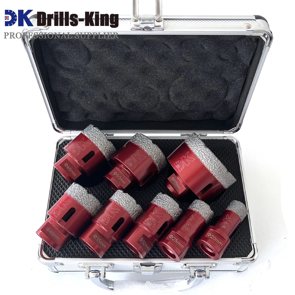 

Drills-King 8pcs Dia 20/25/32/35/40/45/50/68mm Diamond Drilling Core Bits Marble Ceramic Hole Saw Kit