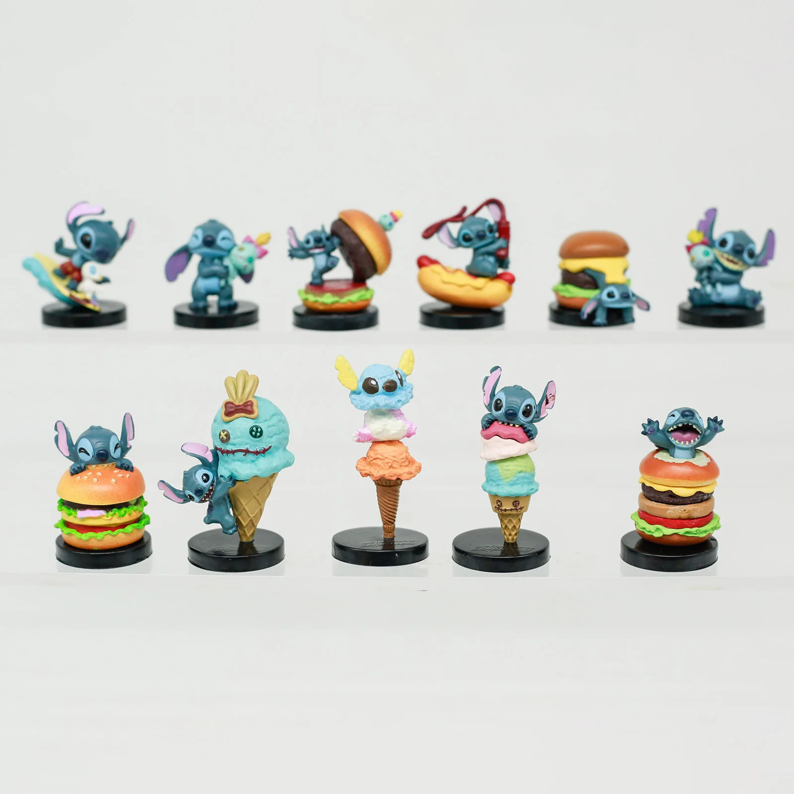 디즈니 릴로와 스티치 버거 디저트 아이스크림 시리즈 블라인드 박스 선물 장난감 모델 애니메이션 피규어 수집 장식품