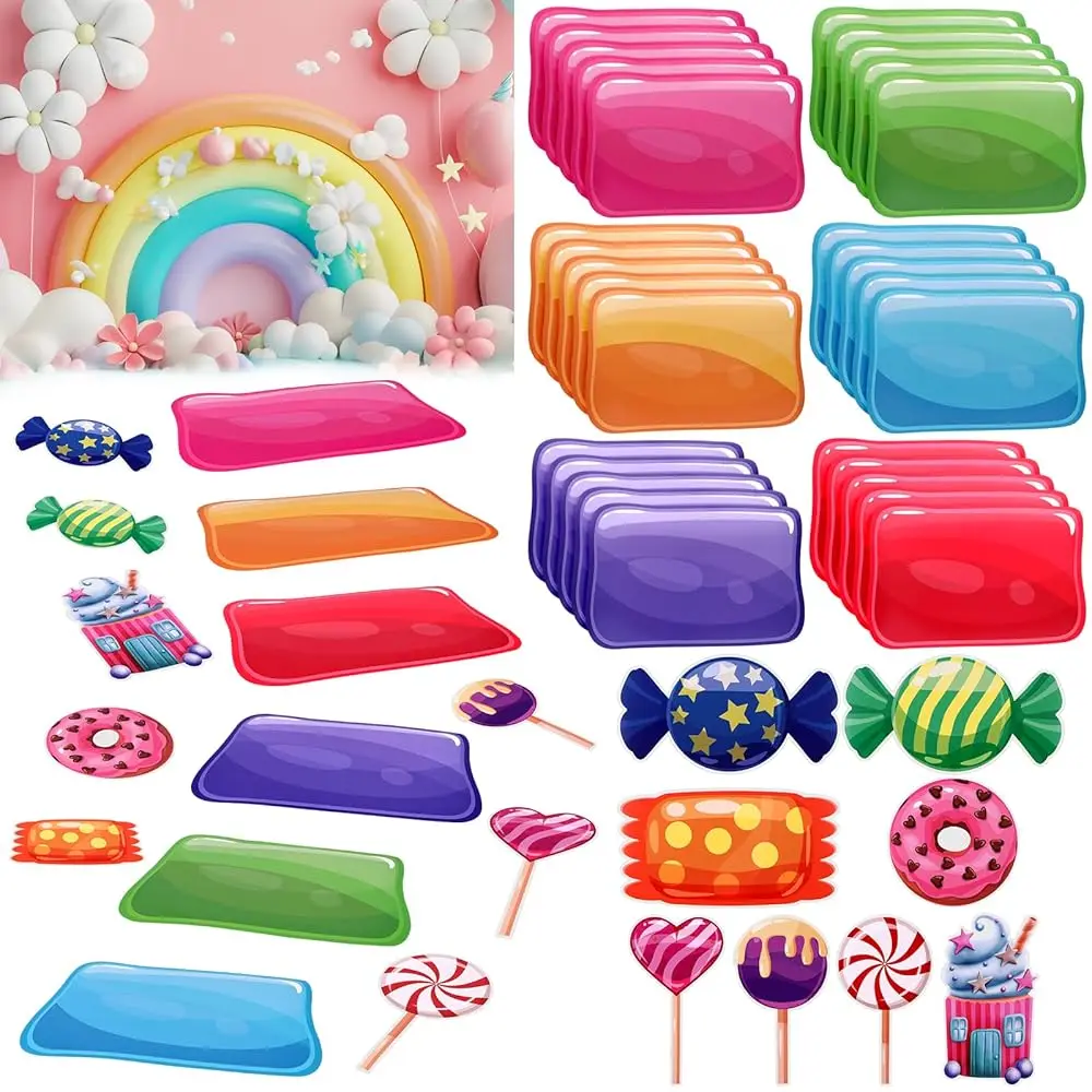 

Набор из 46 разноцветных ПВХ-наклеек на пол: Декор для вечеринки в стиле конфет, напольные наклейки «Конфетная страна», коврик-дорожка для прихожей, коврик для коридора, коврик «Принцесса»