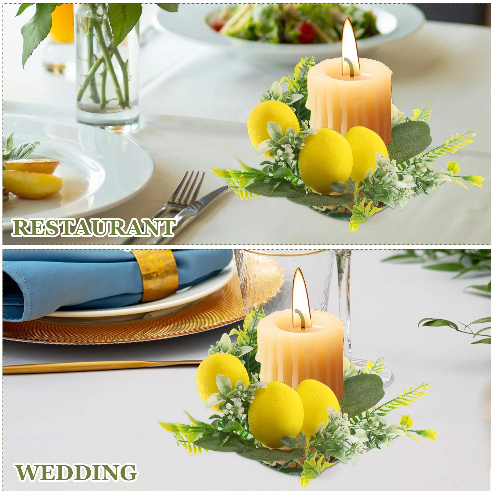 

Artificial Lemon Garland Ring Spring Table Centerpiece Farmhouse Style Faux Lemon Floral Wreath Wedding Decoration