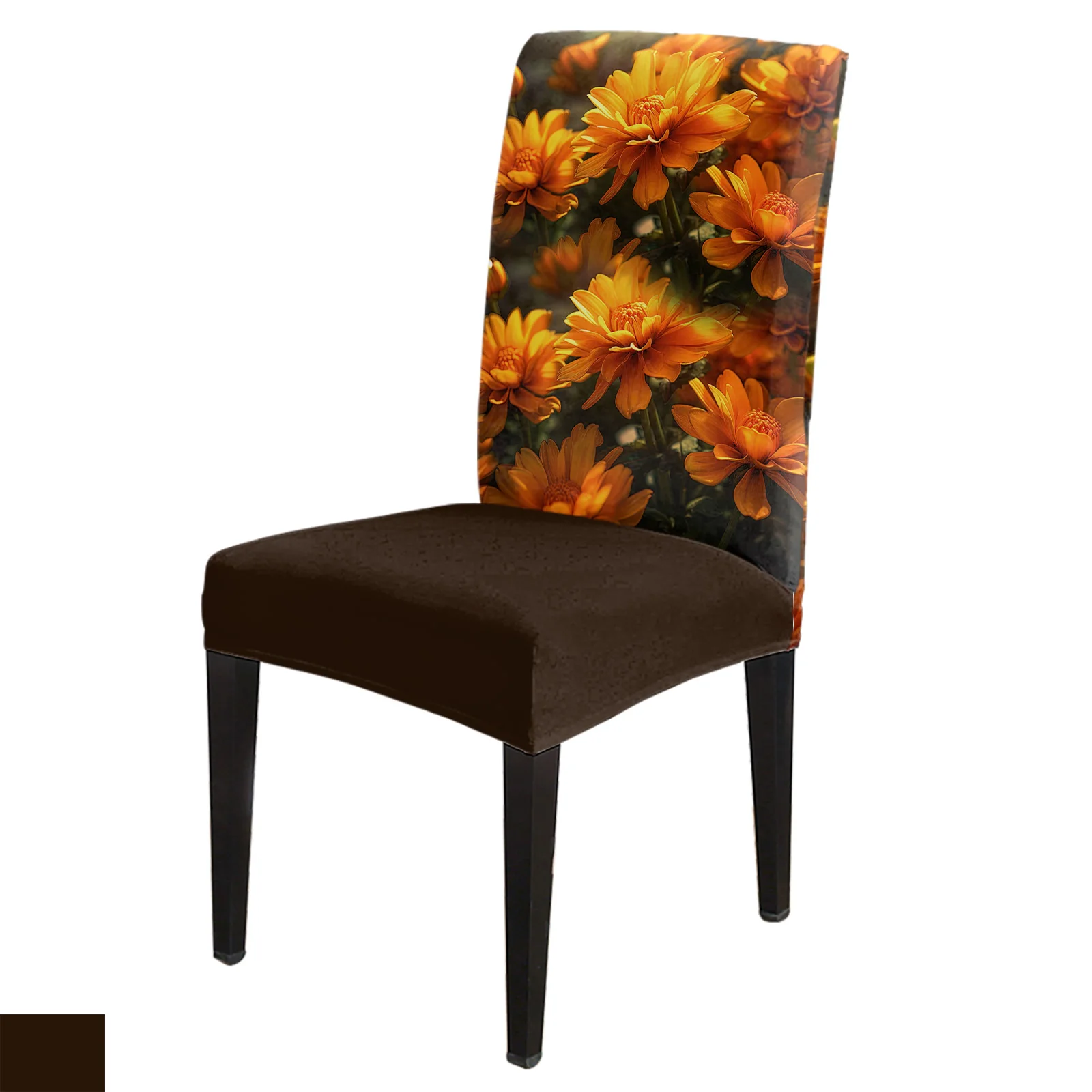 

Chrysanthemum Flower Stretch Chair Cover Kitchen Dining Chair Slipcovers Banquet Hotel Elastic Seat Chair Covers