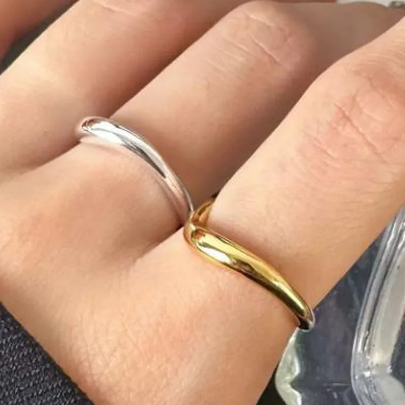 925 Sterling Silver Line Simple Adjustable Rings For Women Engagement Wedding Valentines Gift Luxury Jewelry Prevent Allergy