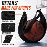 Single Ball Bag Mesh Basketball Carry Bag with Zipper Pocket Adjustable Shoulder Strap for Soccer Volleyball 3