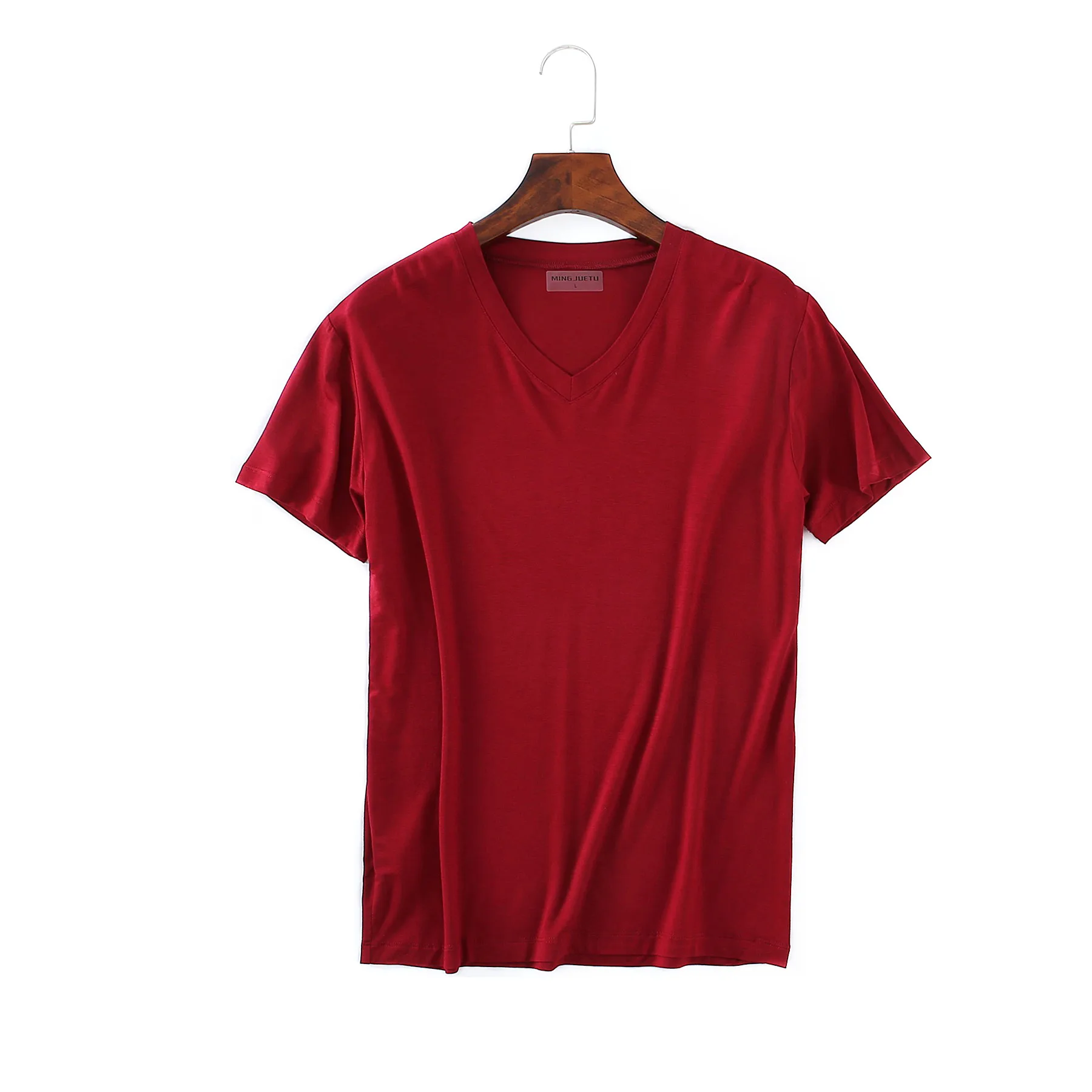 2026 Brandneues Herren Modal T-Shirt V-Ausschnitt Große Größen Herren T-Shirt Kurzarm Locker Sitzendes Herren-T-Shirt Einfarbig für Männer Oberteile Tees – Detail 10