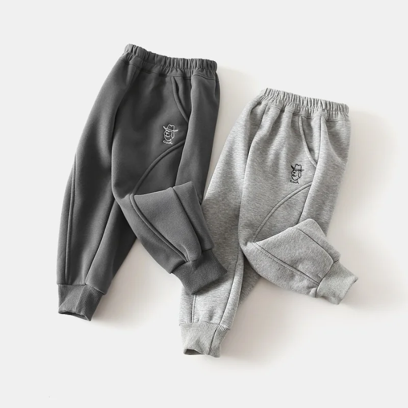 

2025 Autumn Winter New Kids Thickened Fleece Lined Sports Joggers Boys' Elastic Waist Trousers 3 - 8Y