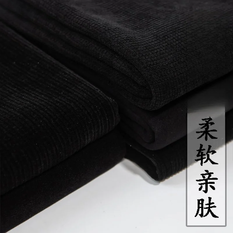 Chenille Cloth Autumn and Winter Thickening Woolen Coat Pure Black Solid Color Cashmere Clothing Fabric