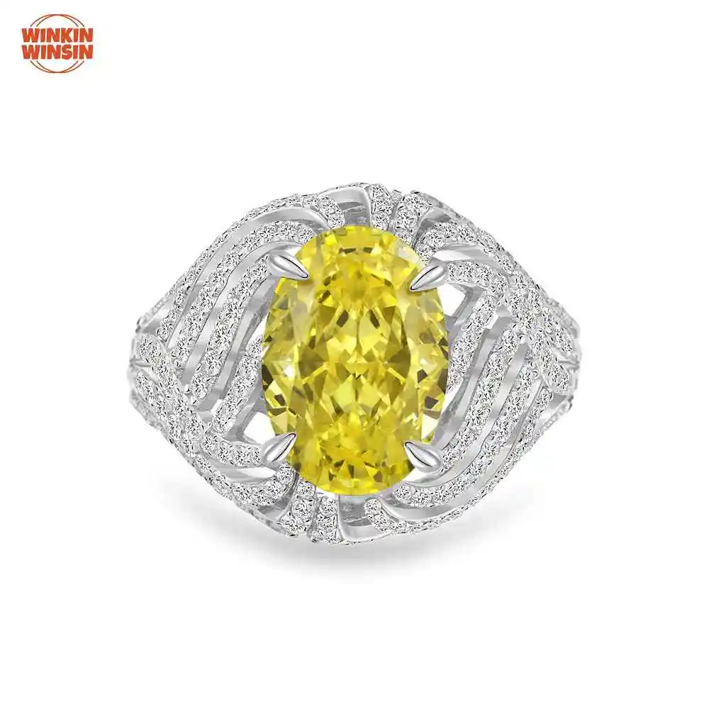 

Winkin Winsin 4 Carat Oval Vivid Yellow High Carbon Diamond Ring Niche Design