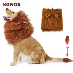 NONOR Cute Pet Dog Cosplay Clothes  Costume Lion Mane Winter Warm Pet for Large Dogs  Party Decoration with Ear Pet Accessories