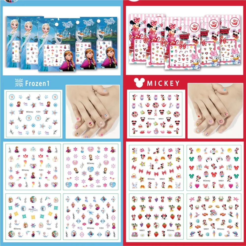 5pcs Disney Frozen Nail Stickers Nail Art Decorations Stickers Girls Stitch Minnie Anime Character Press on Nails Accesories Toy