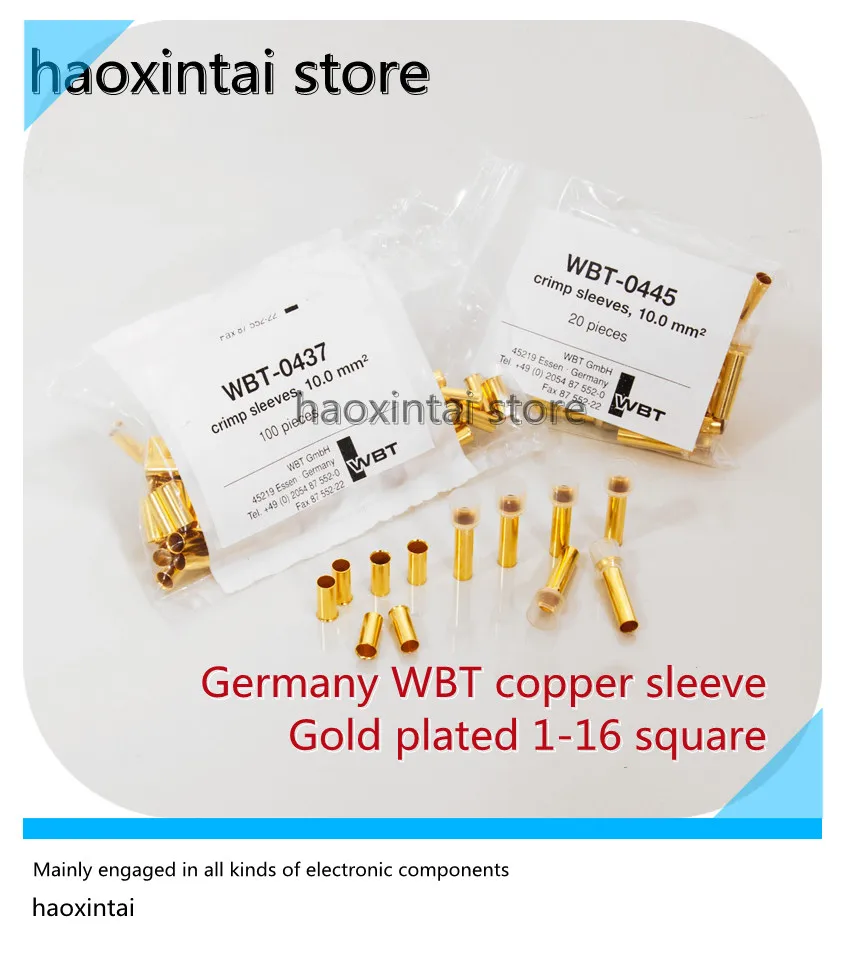 1pcs  German original WBT fever-grade audio hifi gold-plated terminal 2.5-16 square crimp copper sleeve