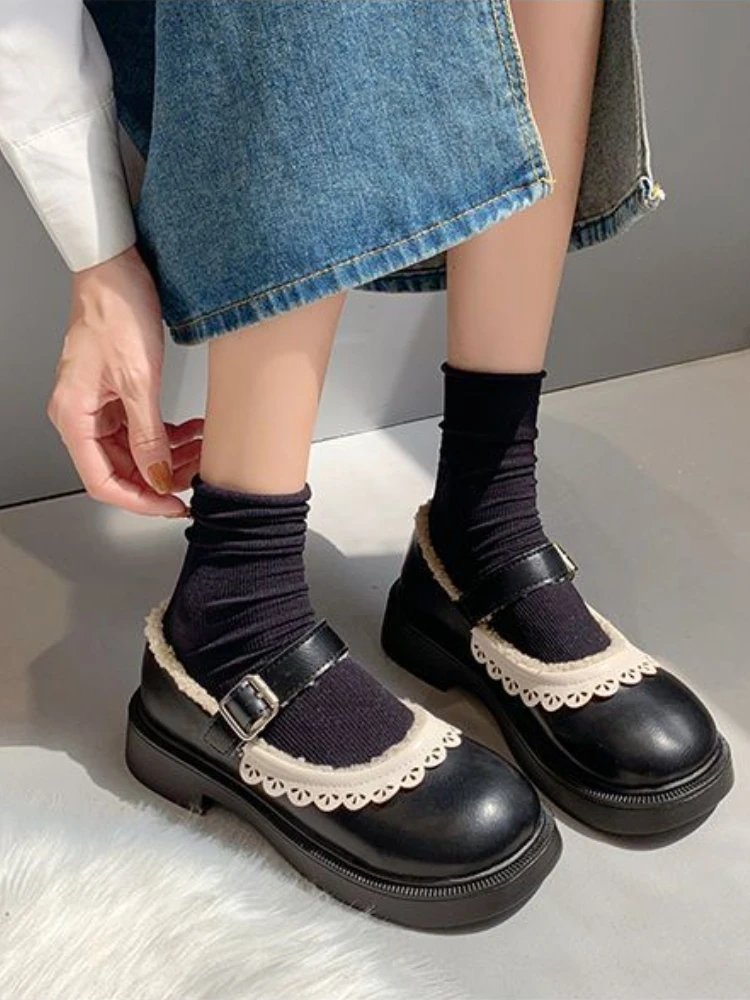 Japanese Kawaii Mary Janes Shoes Women Autumn Buckle Design Vintage Sweet Shoes Female College Style Solid Casual Sandals 2022