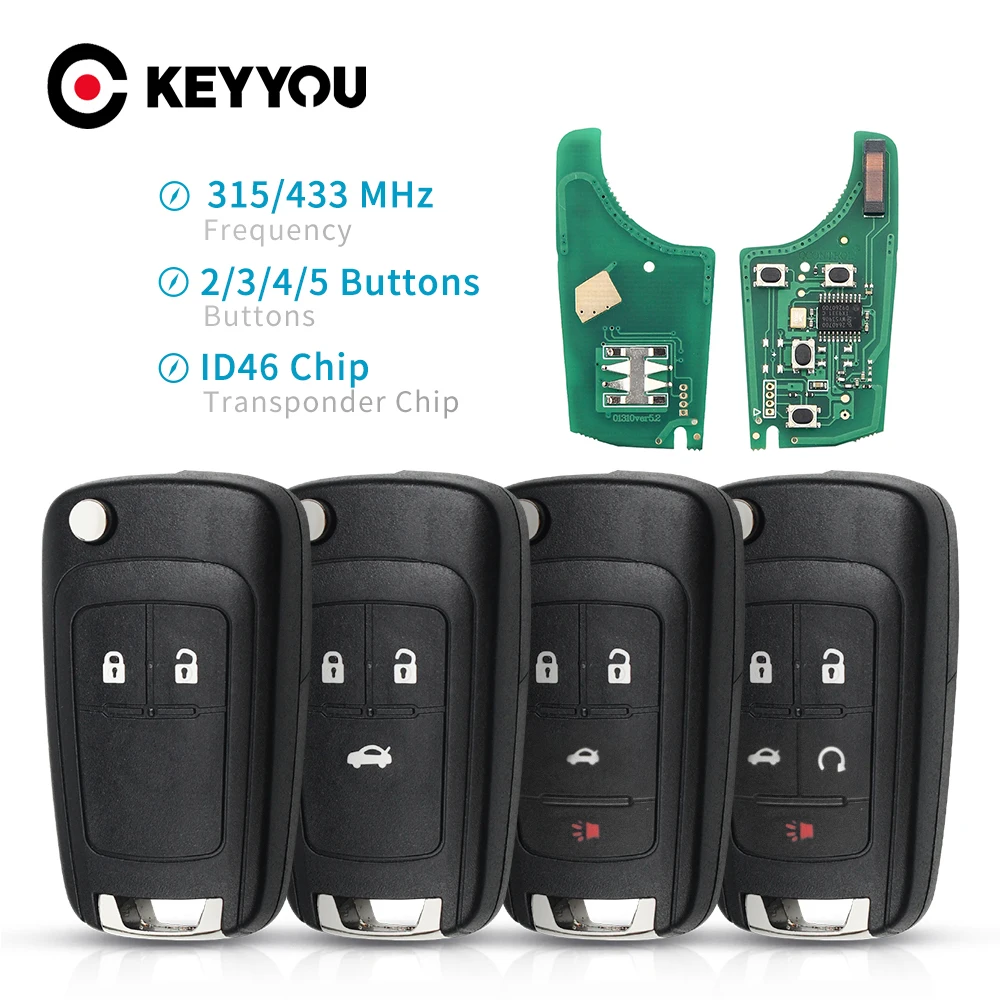 KEYYOU 315/433MHz 2/3/4BTN kluczyk samochodowy z pilotem DIY dla OPEL/VAUXHALL 433MHz dla Astra J Corsa E Insignia Zafira C 2009-2016 PCF7937E