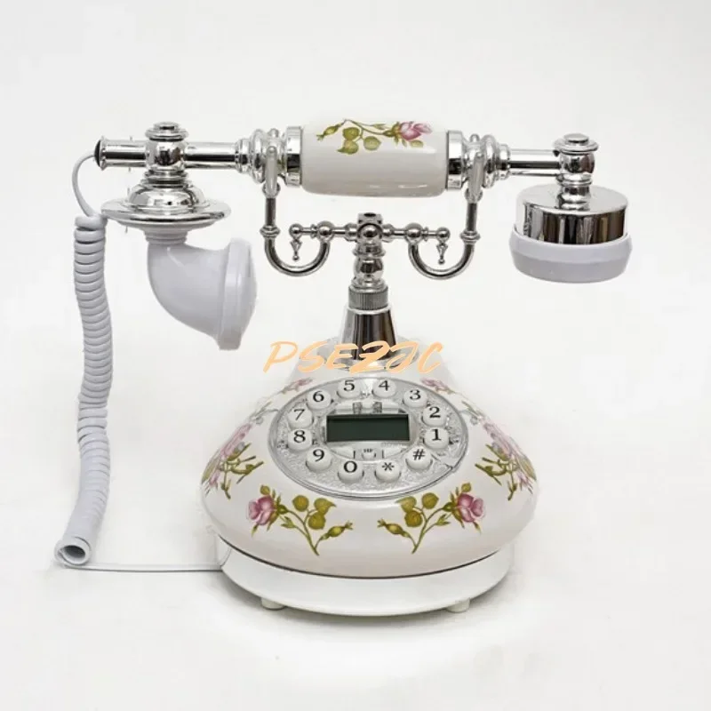 Electroplated Home Blue Screen Caller ID Telephone Antique Ornaments Ceramic Handicrafts