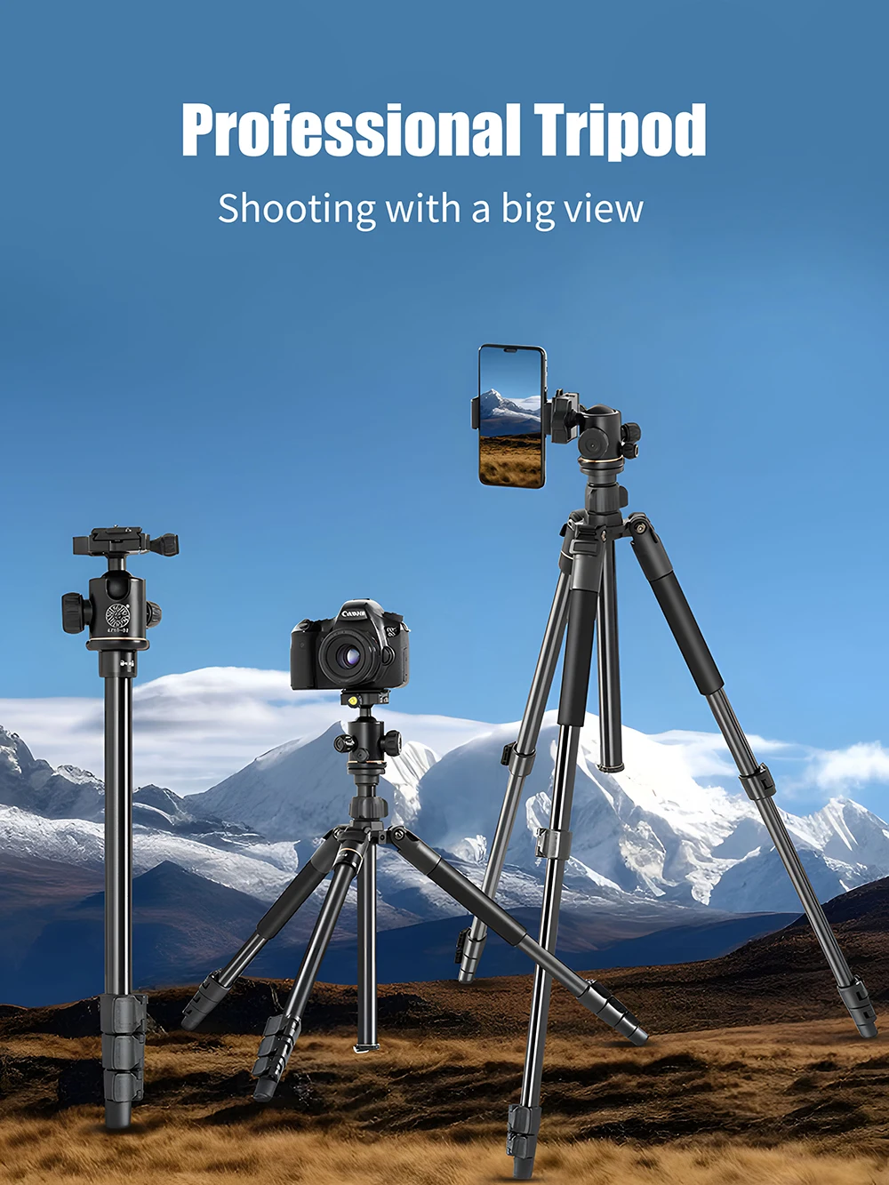 

Professional Tripod 2-in-1 detachable monopod Spherical head 360° shooting more comprehensive Center column inverted for macro