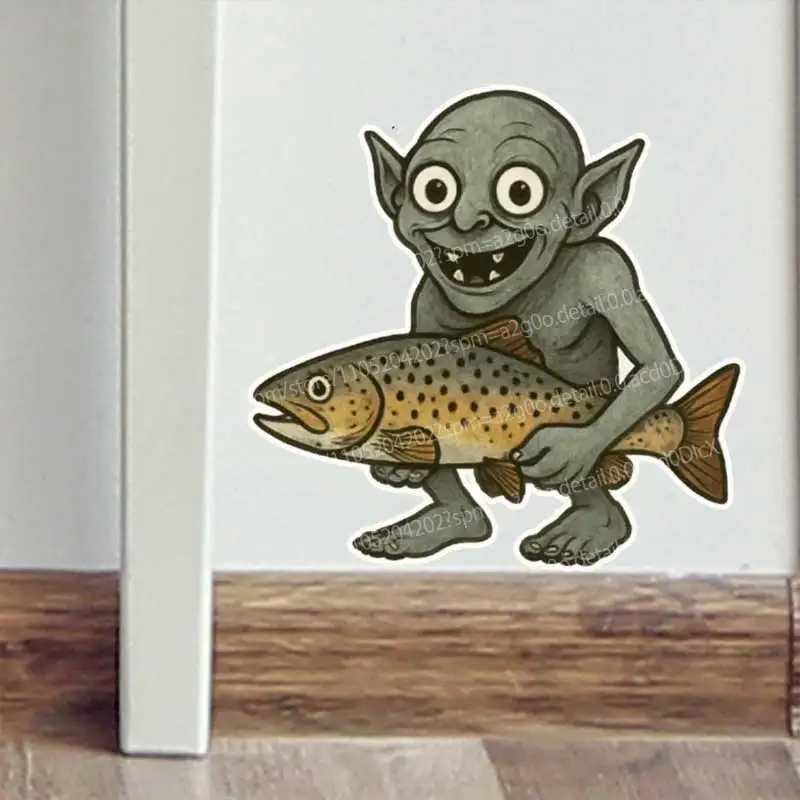 Funny Alien Fishing Vinyl Decals Stickers for Toilet Living Room Cabinets Fridge Home Decor Creative Wall Stickers Gift AA82