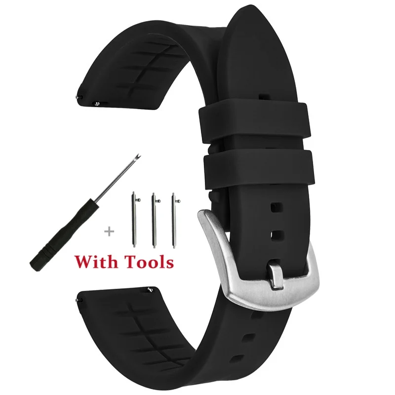 20 مللي متر 22 مللي متر 24 مللي متر الإفراج السريع حزام ساعة سيليكون استبدال ل العالمي مقاوم للماء سوار ساعة اكسسوارات مع أداة #6