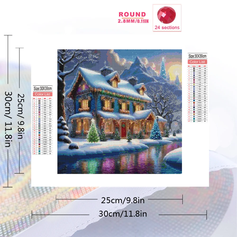 Evershine Diamond Embroidery Landscape House Full Drill Mosaic Castle DIY Mountain Painting Winter Snow Christmas Gifts