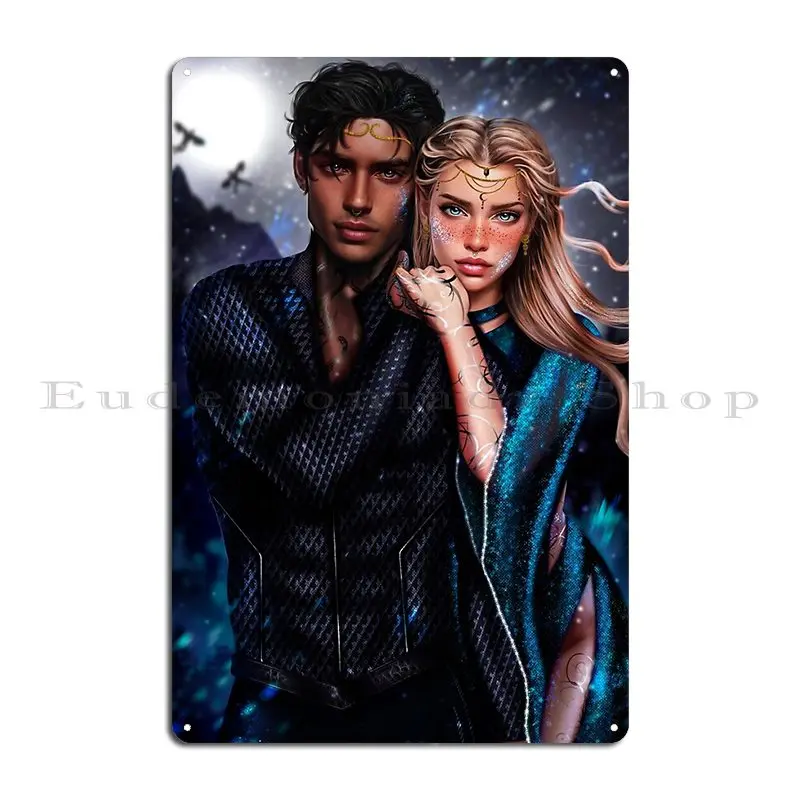 Feyre Archeron And Rhysand Darling From Acotar Metal Plaque Poster Cinema Wall Plaque Vintage Personalized Tin Sign Poster