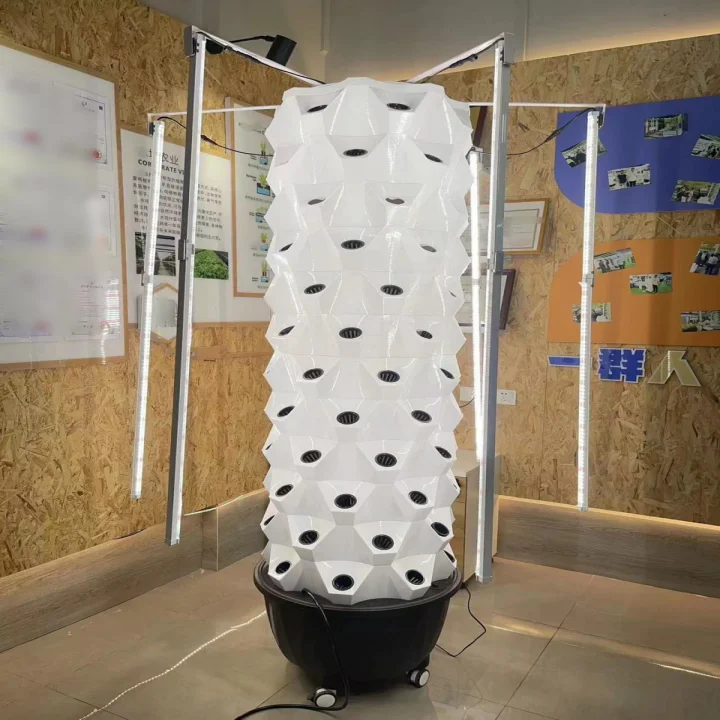 

Vertical Hydroponics Tower System Vegetable Grow Tower Irrigation System with LED Lights Hydroponic Tower Commercial Outdoor