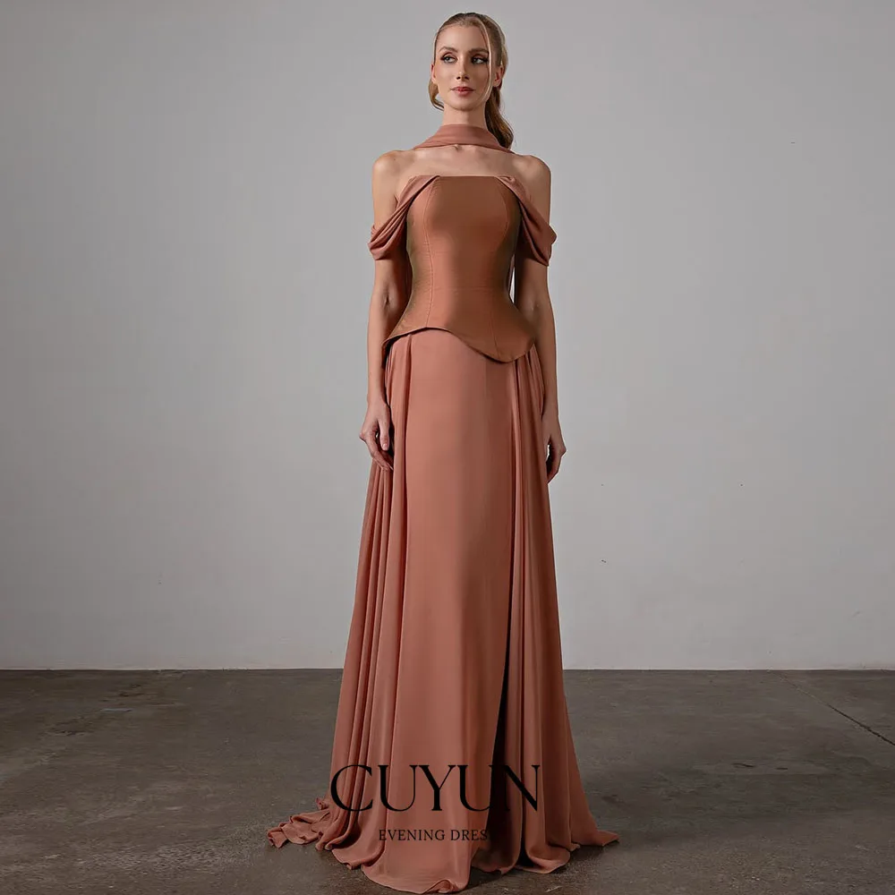 

Изысканное вечернее платье CUYUN для женщин: индивидуальный пошив, открытое плечо, очаровательный вырез «лодочка», длина в пол, для вечеринок, сексуальное.