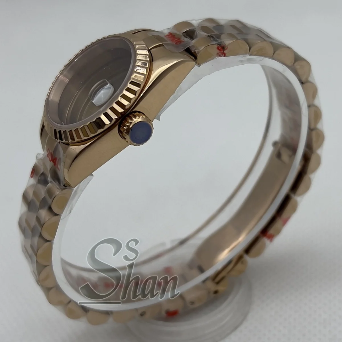 Le bracelet de boîte en acier inoxydable argent rose or de 26 mm convient au mouvement automatique NH05 NH06 pour dames avec verre saphir