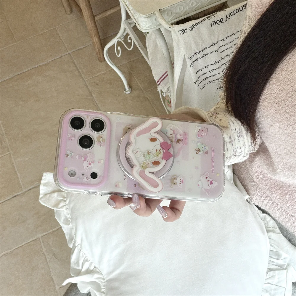 Urocze etui na telefon z króliczkiem i deserem, magnetyczne, do iPhone 17, 16, 15 Max, 16 Pro Max, 17 Pro, z Magsafe, z funkcją stojaka, kreskówkowe etui. — zdjęcie produktu 4