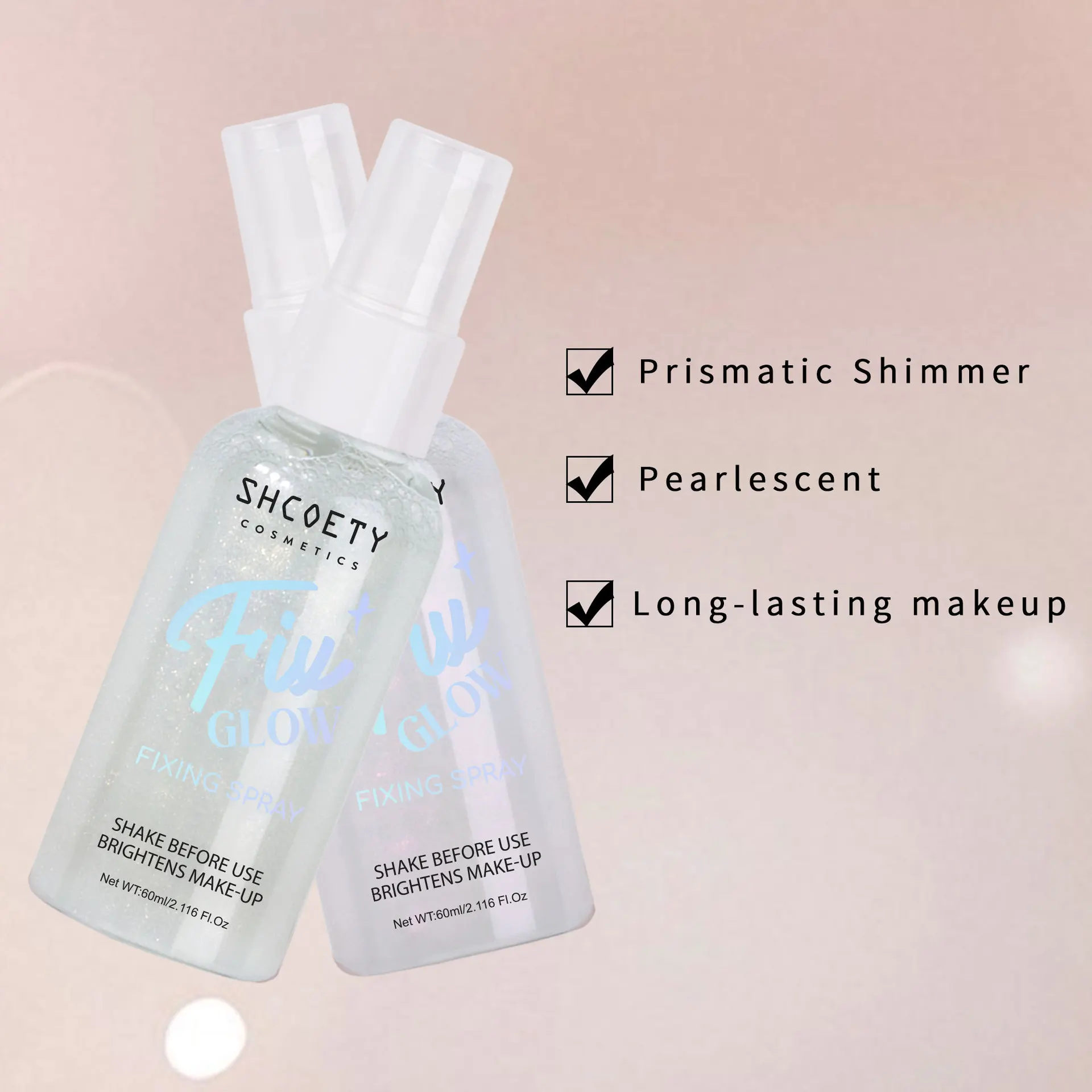 クイックサンドメイクアップセッティングスプレー、オイルコントロール保湿、18時間持続するトナーセットメイク、パールのような輝きを放つグリッター